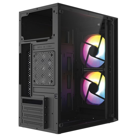Frisby FC-8970G 300W Mini Tower Micro ATX Siyah Gaming Kasa - 2x Rainbow Fan, USB 3.2, 1x2.5" SSD, 1x3.5" HDD Yuva