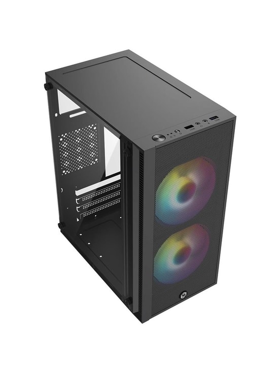 Frisby FC-8970G 300W Mini Tower Micro ATX Siyah Gaming Kasa - 2x Rainbow Fan, USB 3.2, 1x2.5" SSD, 1x3.5" HDD Yuva