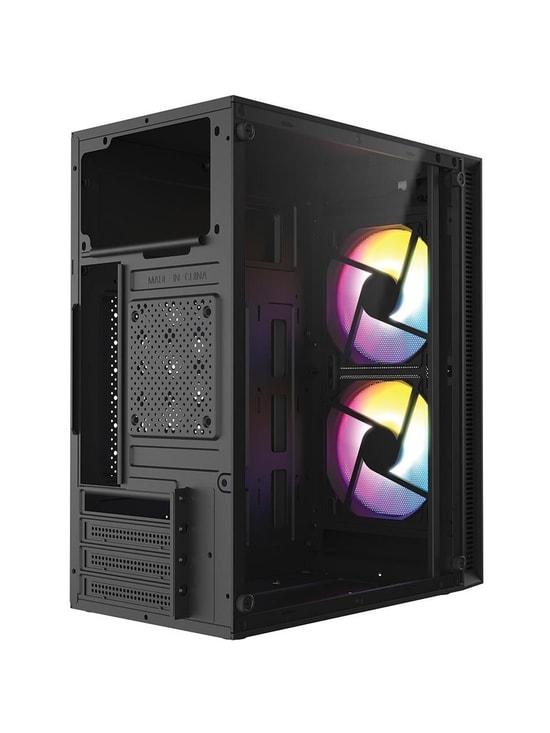 Frisby FC-8970G 300W Mini Tower Micro ATX Siyah Gaming Kasa - 2x Rainbow Fan, USB 3.2, 1x2.5" SSD, 1x3.5" HDD Yuva