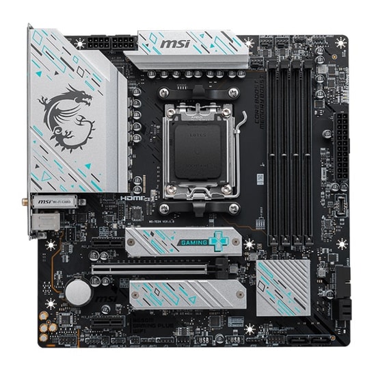 MSI B650M Gaming Plus WiFi Anakart: AMD AM5, DDR5 7200MHz, PCIe 4.0, Wi-Fi 6E, 2.5G LAN, M.2 Shield Frozr, Micro ATX