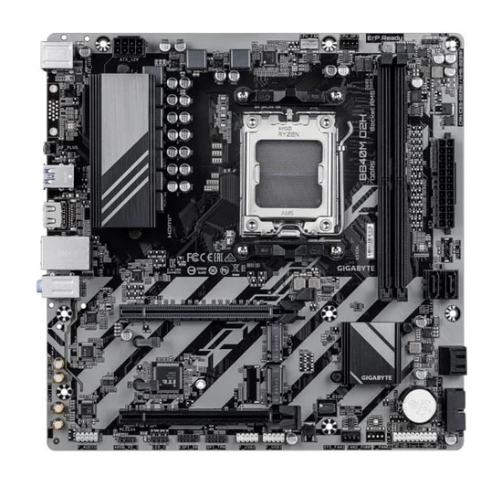 GIGABYTE B840M-D2H Anakart: AMD B840, AM5, DDR5 7600MHz, 2xM.2, HDMI, X3D Turbo Oyun Modu, USB 3.2, MicroATX