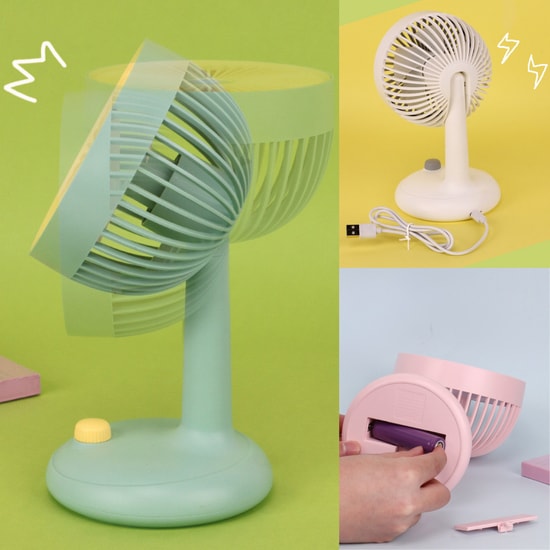 GLR Tech YM88160 USB Şarjlı Yeşil Mini Boy Fan Vantilatör (NT-113824) - Ev, Ofis, Okul Kullanımı, Taşınabilir, Hafif