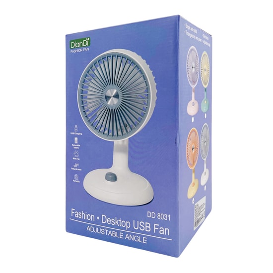 GLR Tech YM88160 USB Şarjlı Yeşil Mini Boy Fan Vantilatör (NT-113824) - Ev, Ofis, Okul Kullanımı, Taşınabilir, Hafif