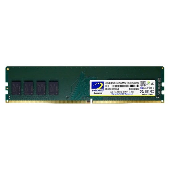 TwinMOS 32GB 3200MHz DDR4 CL22 DIMM Masaüstü RAM Bellek (MDD432GB3200DWO) - 1.2V, Yüksek Performans