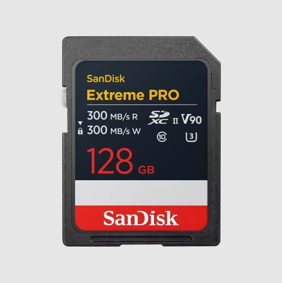 SanDisk 128GB Extreme Pro SDXC UHS-II U3 V90 Hafıza Kartı (SDSDXDM-128G-GN4IN) - Class 10, 300MB/s Okuma Yazma, 8K Video
