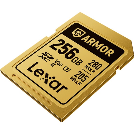 Lexar Armor Gold 256GB Profesyonel Seri SD Kartı (LSDAMGL256G-RNNNG) - 280MB/s Okuma, 205MB/s Yazma, V60, C10, U3