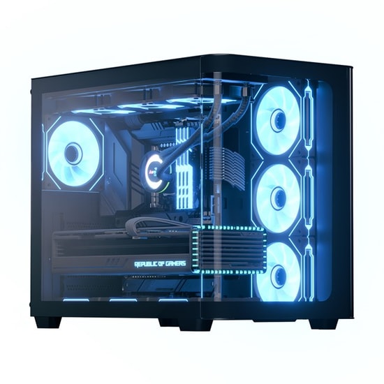 Aerocool P500C Mirror ARGB ATX Siyah Kasa (AE P500C BK) - PSU Yok, Panoramik Temperli Cam, 4x12cm ARGB Fan