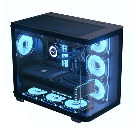 Aerocool P500C Mirror ARGB ATX Siyah Kasa (AE P500C BK) - PSU Yok, Panoramik Temperli Cam, 4x12cm ARGB Fan