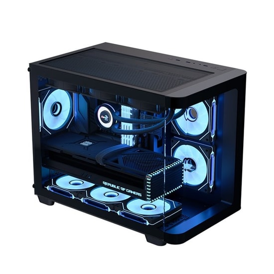Aerocool P300C Mirror ARGB Micro ATX Siyah Kasa (AE P300C BK) - PSU Yok, Panoramik Temperli Cam, 3x12cm ARGB Fan