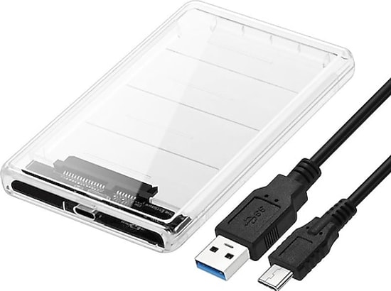 Codegen CDG-HDC-30TC 2.5" Şeffaf USB 3.1 HDD/SSD Disk Kutusu - 2TB Destekli, Vidasız, Type-C Bağlantı, SATA Uyumlu