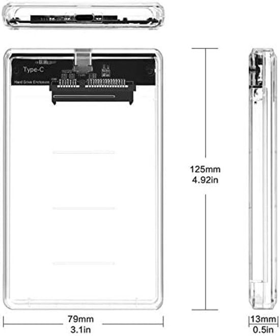Codegen CDG-HDC-30TC 2.5" Şeffaf USB 3.1 HDD/SSD Disk Kutusu - 2TB Destekli, Vidasız, Type-C Bağlantı, SATA Uyumlu