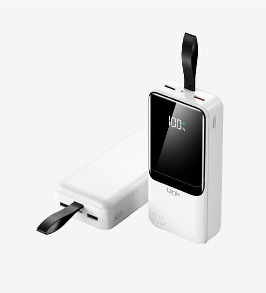 LinkTech LPB-EF96 Strong 22.5W 27000mAh Beyaz Powerbank - Çevre Dostu, 3.7V, Hızlı Şarj, Akıllı LED Ekran, Çoklu Koruma
