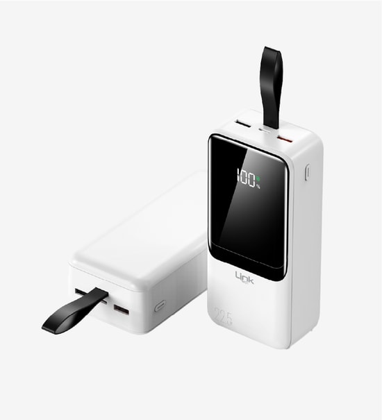 LinkTech LPB-EF97 Strong 22.5W 36000mAh Beyaz Powerbank - Hızlı Şarj, LED Ekran, USB-A & Type-C Çıkışlı 