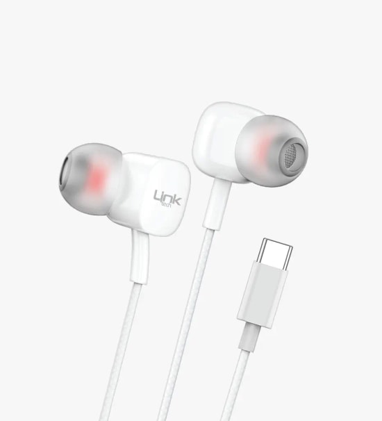 LinkTech H16 Beyaz Kulak İçi Kablolu Mikrofonlu Kulaklık - 10mm Kompozit Sürücü, Baslı Hi-Fi Ses, 120cm Type-C Kablo