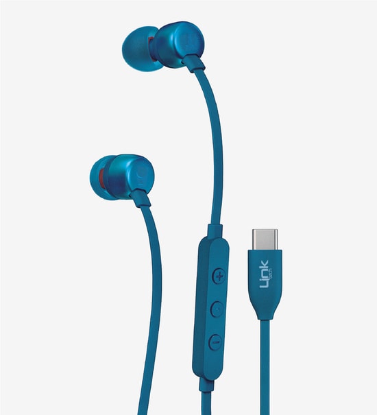 Linktech LHF-H74 Type-C Mikrofonlu Ekstra Bass Mavi Kulak İçi Kablolu Kulaklık - Düz Kablo, 3 EQ Modu, Çağrı Yanıtlama