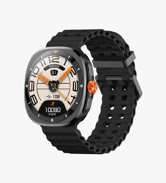 LinkTech S106 Premium Amoled Akıllı Saat - 1.43" 2.5D Ekran, Turuncu Kordon, IP68, BT 5.3, Kalp Atışı, Uyku Spor Takibi