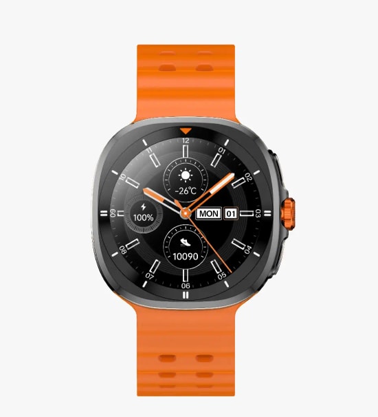 LinkTech S106 Premium Amoled Akıllı Saat - 1.43" 2.5D Ekran, Turuncu Kordon, IP68, BT 5.3, Kalp Atışı, Uyku Spor Takibi