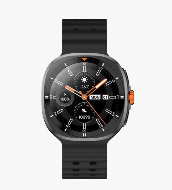 LinkTech S106 Premium Amoled Akıllı Saat - 1.43" 2.5D Ekran, Turuncu Kordon, IP68, BT 5.3, Kalp Atışı, Uyku Spor Takibi
