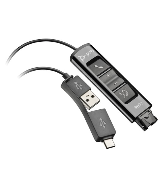 HP Poly DA85 USB - QD Adaptörü (786C7AA) - USB-A/C, Dijital Ses, Çağrı Kontrolü, Quick Disconnect, Kablo Üzeri Kontrol