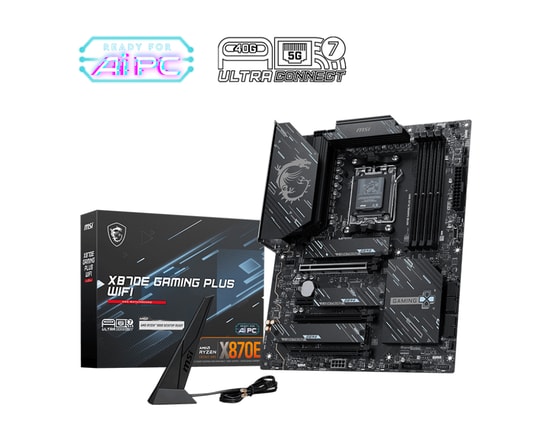 MSI X870E Gaming Plus Wifi Anakart: AM5, DDR5 8200MHz(OC), 3xM.2, USB 40Gbps, 5G LAN, WiFi 7, BT 5.4, RGB, PCIe 5.0, ATX
