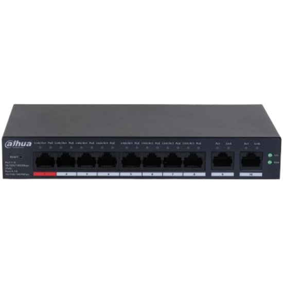 Dahua CS4010-8GT-110 Gigabit Cloud Yönetimli Switch - 8 Port Gigabit, 2 Gigabit Uplink, 110W PoE 250m Mesafe Ağ Anahtarı