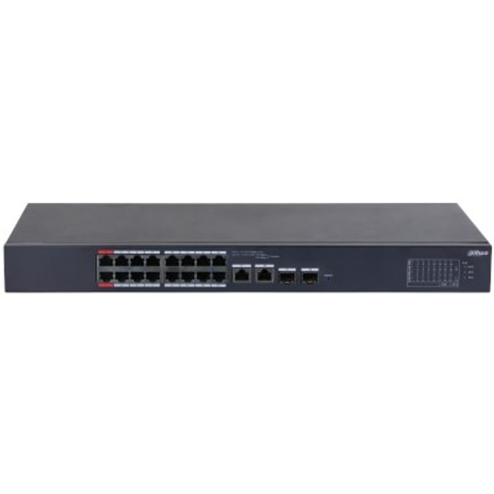 Dahua CS4218-16ET-240 Cloud Yönetimli Rack Tipi Switch - 16 Port 10/100 Mbps, 2xGigabit Combo, 2 SFP, 240W PoE Anahtar