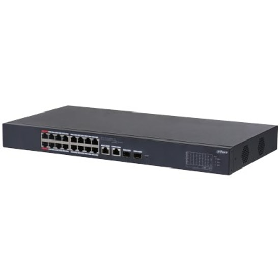 Dahua CS4218-16ET-240 Cloud Yönetimli Rack Tipi Switch - 16 Port 10/100 Mbps, 2xGigabit Combo, 2 SFP, 240W PoE Anahtar