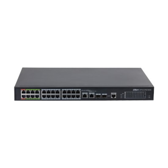 Dahua LR2226-24ET-360-V2 24 Port 100Mbps E-PoE Switch - 8 Port 800m E-PoE 360W, 2 Gigabit Uplink, 2 SFP, Web Yönetimli