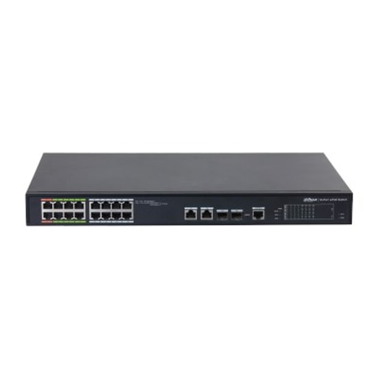 Dahua LR2218-16ET-240 16 Port 100Mbps E-PoE Switch - 8 Port 800 Metre E-PoE 240W, 2 Gigabit Uplink, 2 SFP, Web Yönetimli