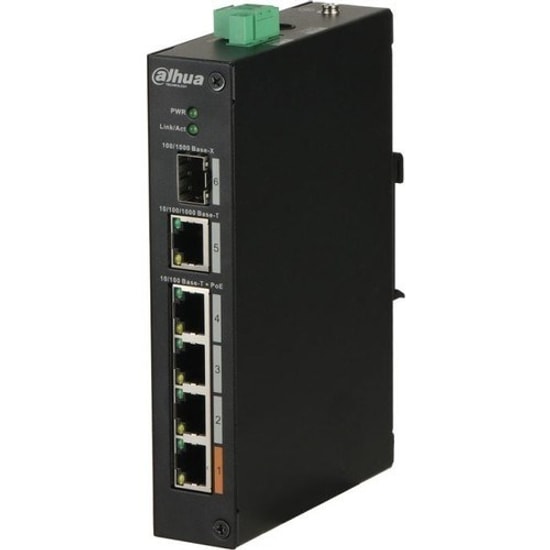 Dahua PFS3106-4ET-60 100Mbps PoE Switch - 4 Port 100Mbps 60W PoE, Metal Kasa, 1GE Uplink, 1 SFP, Yönetilemez Ağ Anahtarı