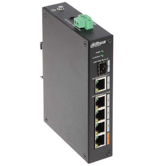 Dahua PFS3106-4ET-60 100Mbps PoE Switch - 4 Port 100Mbps 60W PoE, Metal Kasa, 1GE Uplink, 1 SFP, Yönetilemez Ağ Anahtarı