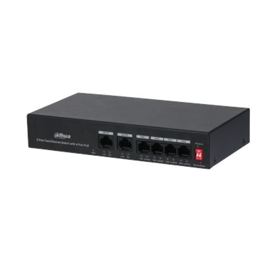 Dahua PFS3006-4ET-36 4 Port 100Mbps PoE Switch - 2 Uplink Port, 36W PoE 250m Mesafe, Yönetilemez, PoE Watchdog Desteği