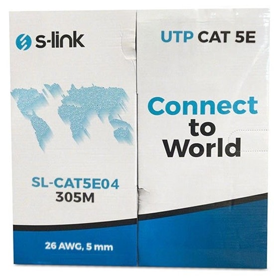 S-Link CAT6 Gri Data Kablosu (SL-CAT608) - 305 Metre CCA UTP 24 AWG, Yüksek Performanslı Ağ Kablosu