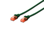 Digitus CAT6 Yeşil Patch Kablo (DK-1617-010/G) - 1 Metre, U/UTP, 250MHz, Yangına Dayanıklı, PoE Ready