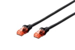Digitus CAT6 Siyah Patch Kablo (DK-1617-0025/BL) - 0.25 Metre, U/UTP, 250MHz, Yangına Dayanıklı, PoE Ready