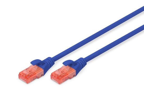 Digitus CAT6 Mavi Patch Kablo (DK-1617-005/B) - 0.5 Metre, U/UTP, 250MHz, Yangına Dayanıklı, PoE Ready
