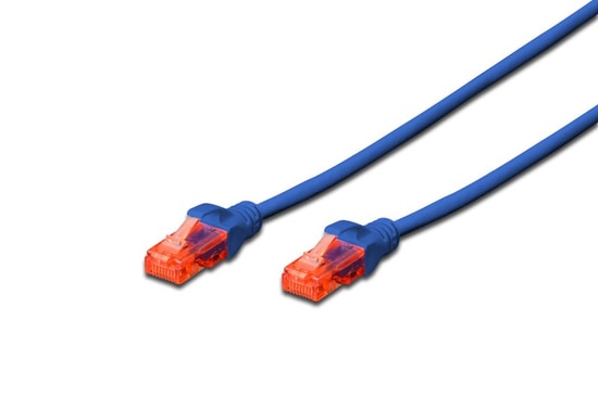 Digitus CAT6 Mavi Patch Kablo (DK-1617-0025/B) - 0.25 Metre, U/UTP, 250MHz, Yangına Dayanıklı, PoE Ready