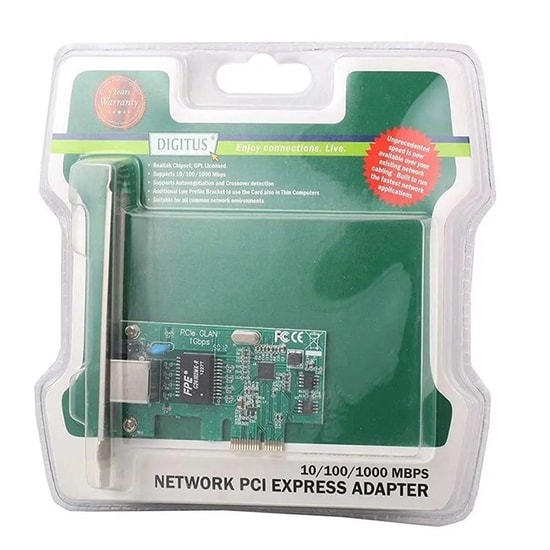 Digitus DN-10130-1 Gigabit Ethernet PCI Express Ağ Kartı - 1000Mbps Hız, Low Profile, Realtek RTL8168E Chipset