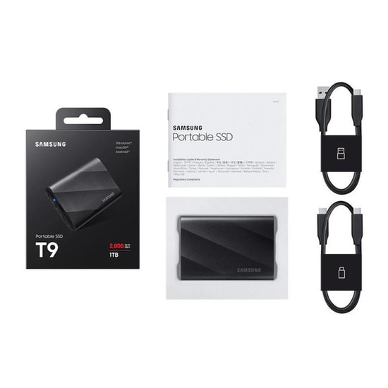 Samsung T9 1TB USB 3.2 Gen 2x2 Siyah Taşınabilir SSD (MU-PG1T0B/WW) - 2000/1950MB/s Okuma/Yazma, NAND, UASP Modu