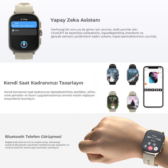 İmiki Frame 2 Pro Gümüş Akıllı Saat - 2" 2.5D 1000nit AMOLED Ekran, Spor Modları, Telefon Üzerinden Sesli Görüşme