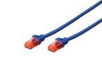Digitus CAT6 Mavi Patch Kablo (DK-1617-020/B) - 2 Metre, U/UTP, 250MHz, Yangına Dayanıklı, PoE Ready