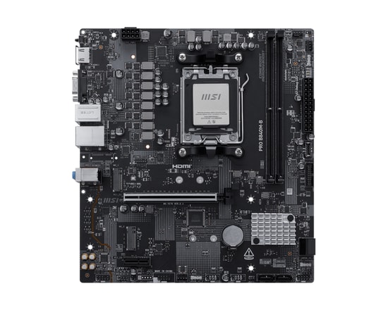 MSI PRO B840M-B AMD B840 Micro ATX Anakart - AM5, DDR5 8000MHz (OC), Çift M.2, HDMI 2.1, VGA, USB-C, 2.5Gbit LAN