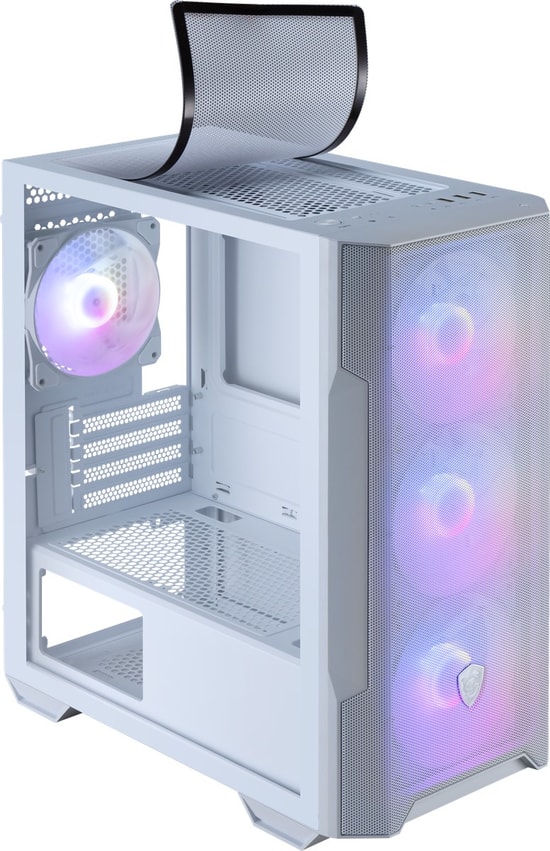 MSI MAG FORGE M100R Beyaz Temperli Camlı ARGB Fanlı mATX Oyuncu Kasası - 4x120mm Fan, USB 3.2, 2x2.5" 3x3.5" Yuva
