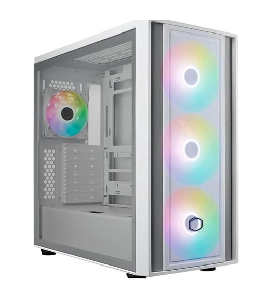 Cooler Master MasterBox 600 TG ARGB Beyaz Mesh Mid Tower E-ATX Kasa (MB600-WGNN-S00) - 3x14cm Fan, Temperli Cam
