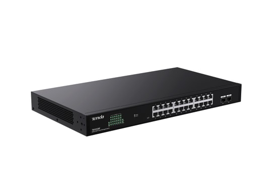 Tenda TEG2226F Bulut Yönetimli Raf Tipi Switch - 24 Port Gigabit Ethernet, 2 SFP, 52Gbps, Metal Kasa, VLAN, DHCP, lGMP
