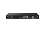 Tenda TEG2228P-24-410W Bulut Yönetimli Raf Tip Switch - 24GE + 2SFP Port, 2 Uplink, 410W PoE, 56Gbps, VLAN, QoS Desteği