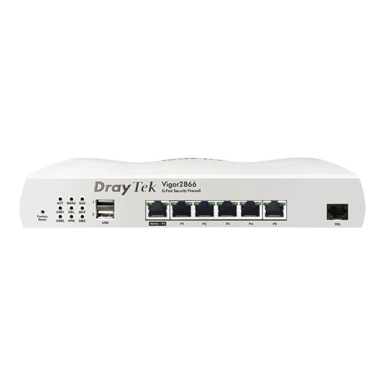 Draytek Vigor 2866 VDSL2/ADSL2 Gigabit VPN Router Modem - 5xGE LAN, 1xGE WAN, 2xUSB, DHCP, Firewall, Content Filtering