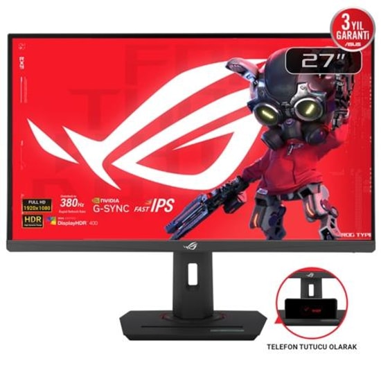 Asus ROG Strix XG279CNS 27" FHD 380Hz 0.3ms IPS Oyuncu Monitörü - 1920x1080, 400nits, HDMI, DP HBR3, Type-C Hub PD 7.5W