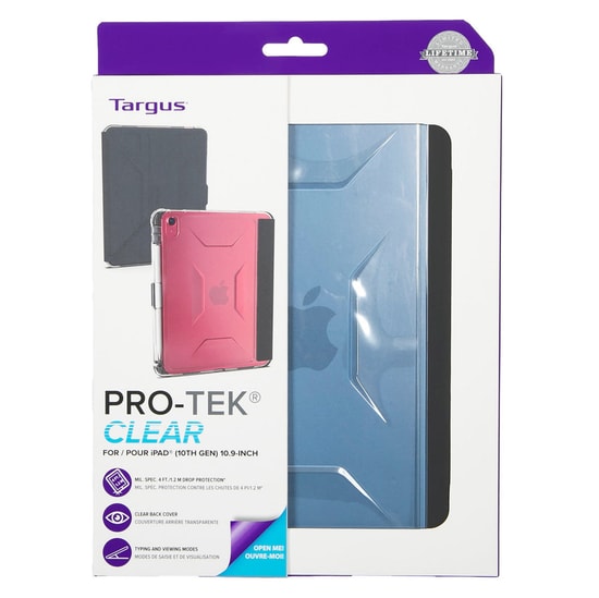 Targus Pro-Tek iPad 10. Gen 10.9 Kılıf (THD935GL) - Şeffaf Arka Yüzey, Darbe Korumalı, Çok Açılı Stand, Askeri Sertifika