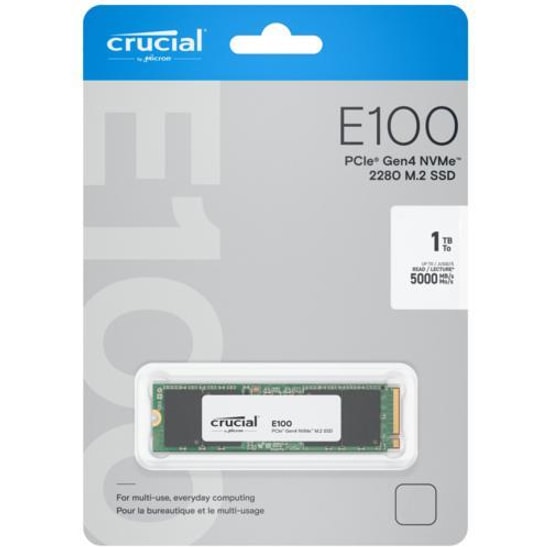 Crucial E100 1TB NVMe M.2 2280 NAND SSD (CT1000E100SSD8) - 5000/4500MB/s Okuma/Yazma, PCIe Gen 4x4, ECC, TRIM
